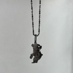 Vintage one of a kind silver carved Winnie the Pooh necklace